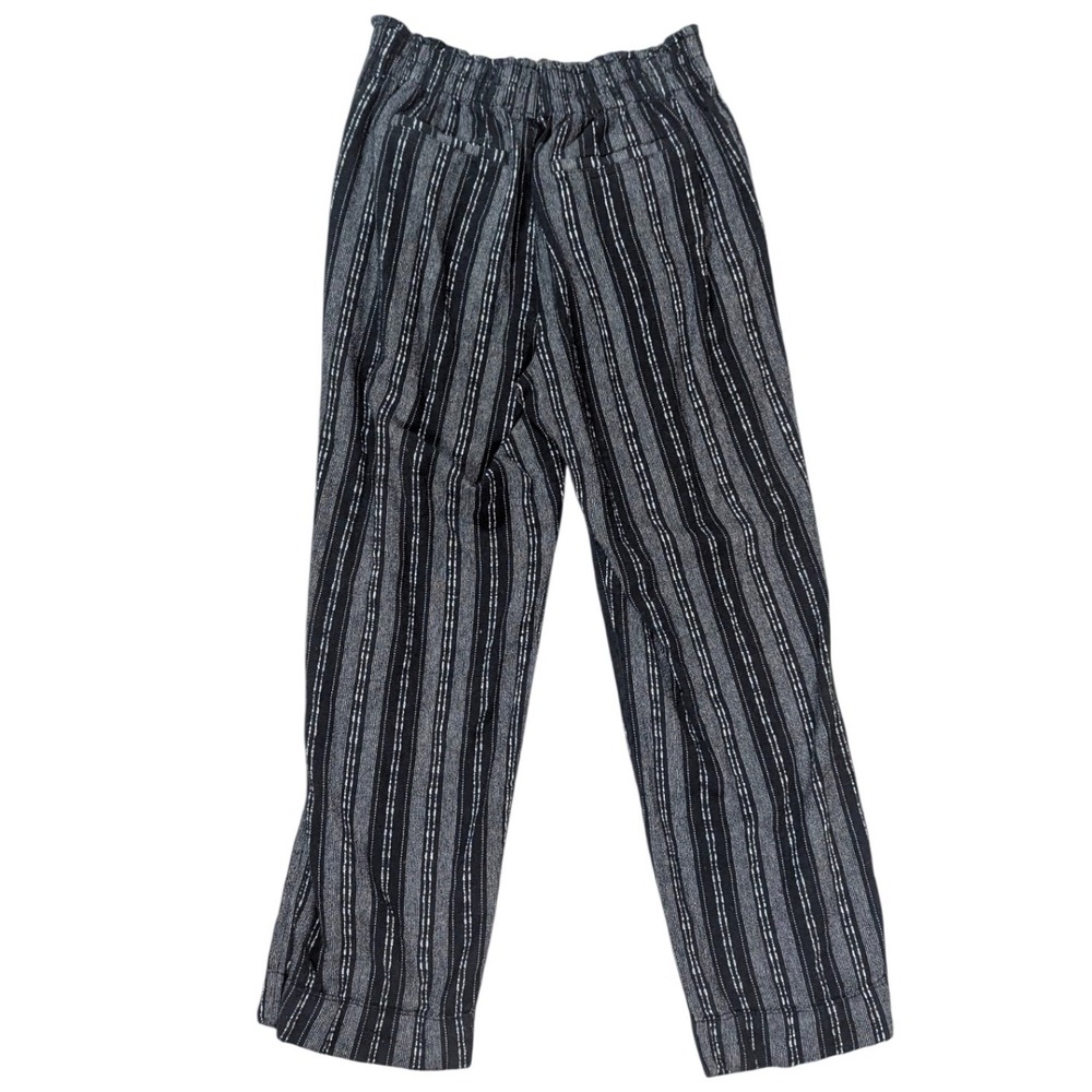 Briggs Striped Pants Womens M Black White Pull On Linen Blend Casual Boho - Picture 2 of 8
